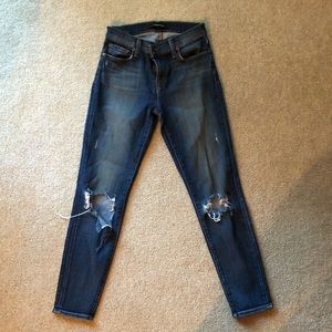 Jbrand 835 cropped ripped misfit skinny jeans 25